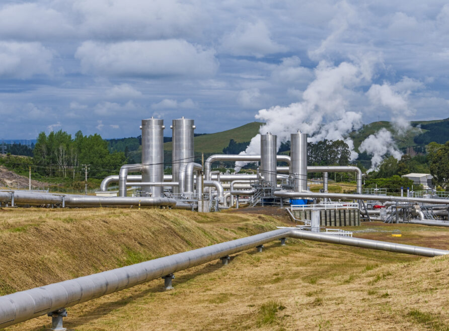 Detailed view of Wairakei Geothermal Power Station near Lake Taupo in the centre of New Zealand’s North Island
